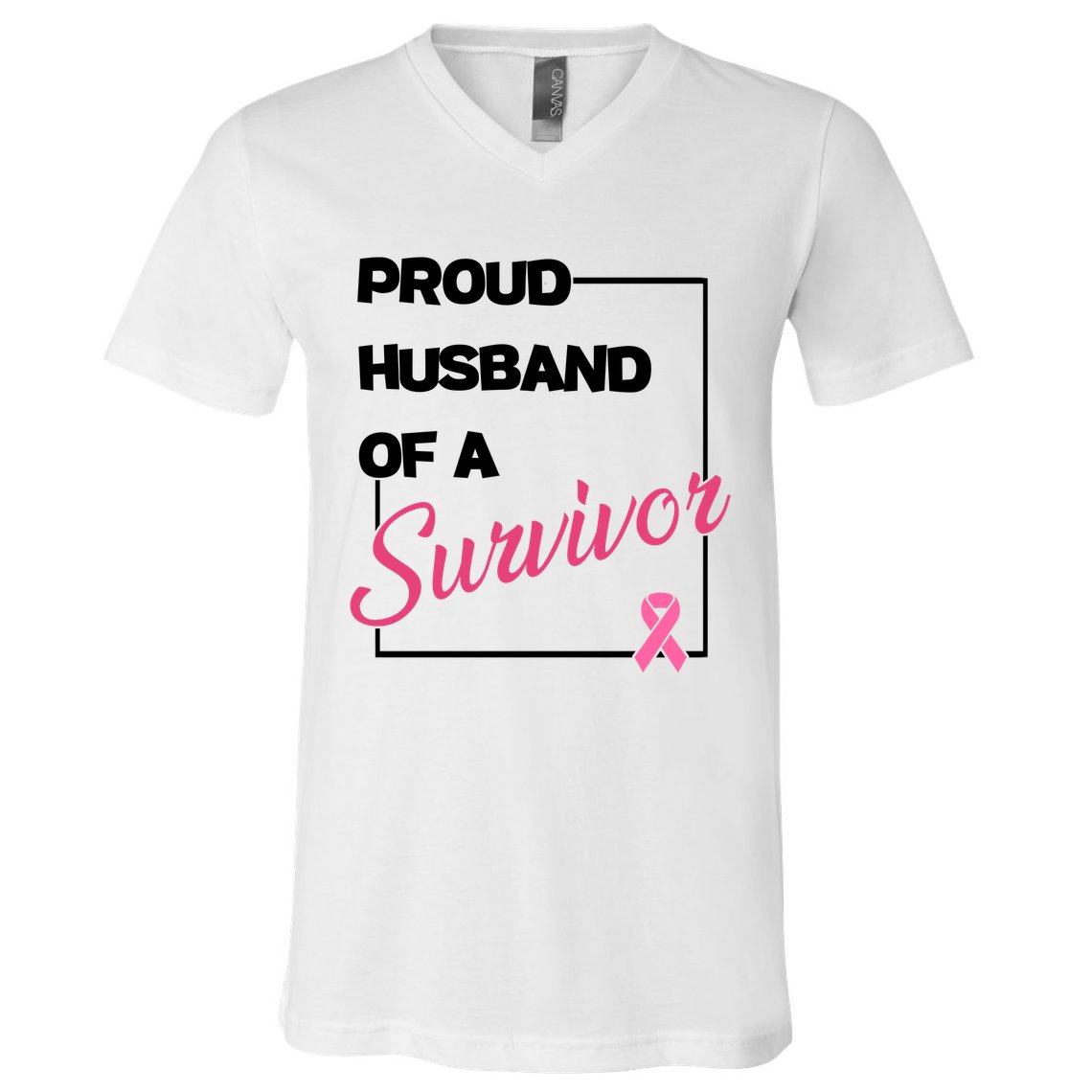 Proud Husband Of A Survivor Breast Cancer Awareness V-Neck T-Shirt