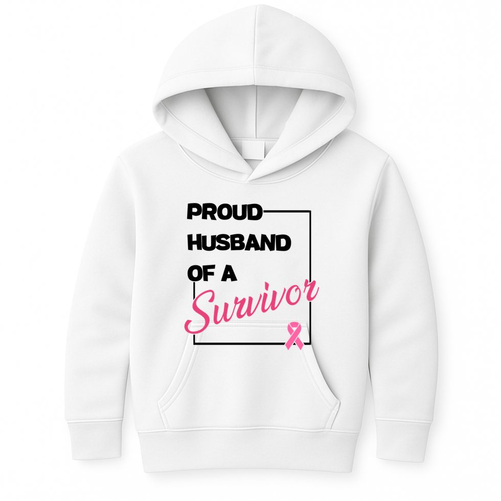 Proud Husband Of A Survivor Breast Cancer Awareness Kids Hoodie