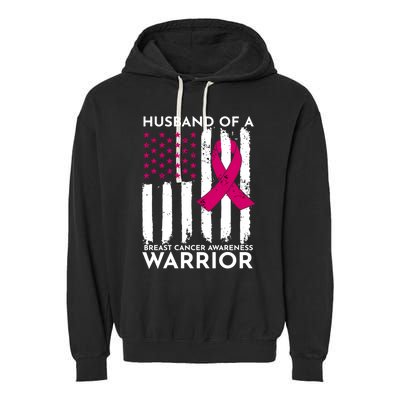 Pink Husband Of A Breast Cancer Awareness  Month Warrior Garment-Dyed Fleece Hoodie