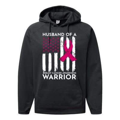 Pink Husband Of A Breast Cancer Awareness  Month Warrior Performance Fleece Hoodie