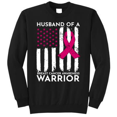 Pink Husband Of A Breast Cancer Awareness  Month Warrior Sweatshirt