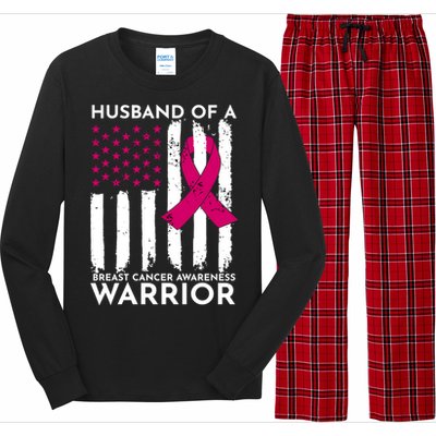 Pink Husband Of A Breast Cancer Awareness  Month Warrior Long Sleeve Pajama Set