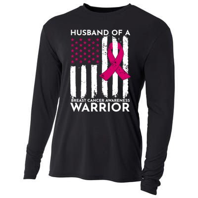 Pink Husband Of A Breast Cancer Awareness  Month Warrior Cooling Performance Long Sleeve Crew