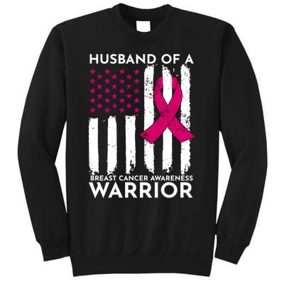 Pink Husband Of A Breast Cancer Awareness  Month Warrior Tall Sweatshirt