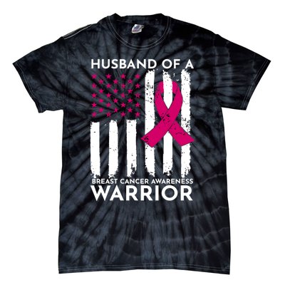 Pink Husband Of A Breast Cancer Awareness  Month Warrior Tie-Dye T-Shirt