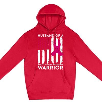 Pink Husband Of A Breast Cancer Awareness  Month Warrior Premium Pullover Hoodie