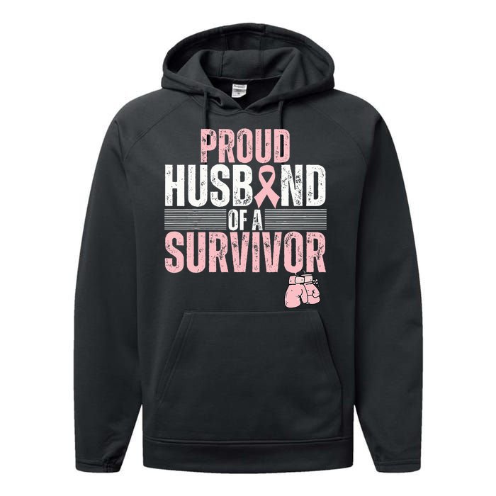 Proud Husband Of Survivor Breast Cancer Survivor Awareness Performance Fleece Hoodie