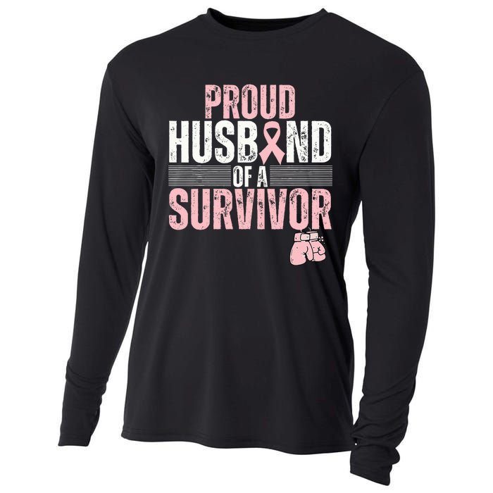 Proud Husband Of Survivor Breast Cancer Survivor Awareness Cooling Performance Long Sleeve Crew