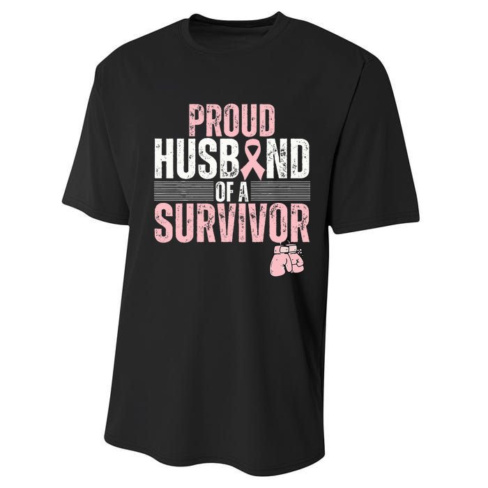 Proud Husband Of Survivor Breast Cancer Survivor Awareness Performance Sprint T-Shirt