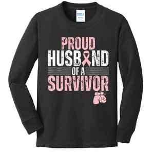 Proud Husband Of Survivor Breast Cancer Survivor Awareness Kids Long Sleeve Shirt