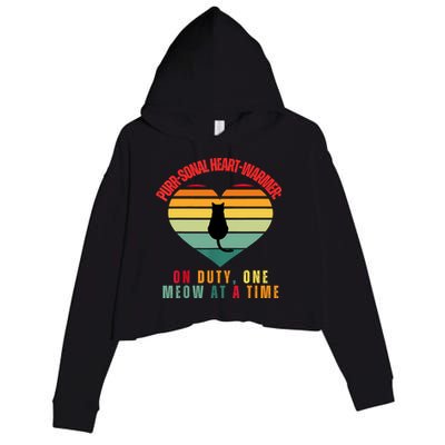 Purrsonal HeartWarmer On Duty, One Meow At A Time Crop Fleece Hoodie