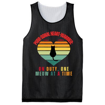 Purrsonal HeartWarmer On Duty, One Meow At A Time Mesh Reversible Basketball Jersey Tank
