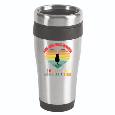 Purrsonal HeartWarmer On Duty, One Meow At A Time 16oz Travel Tumbler