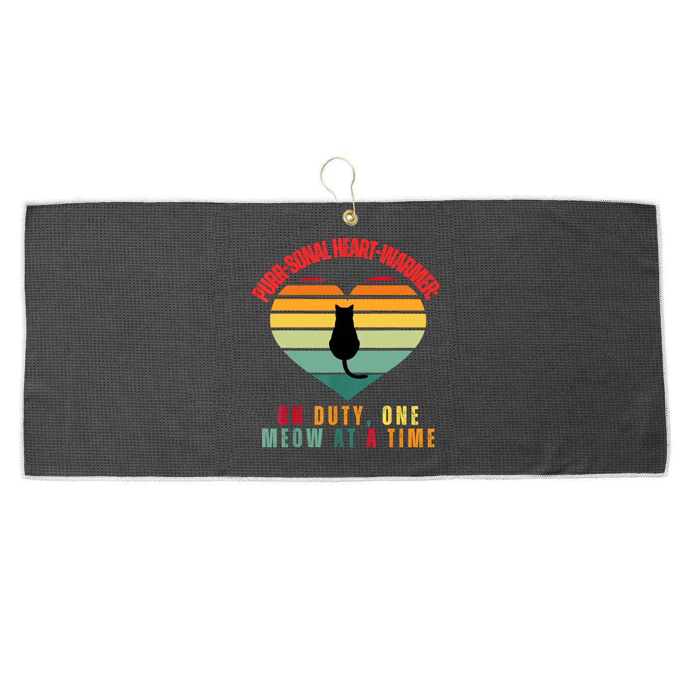 Purrsonal HeartWarmer On Duty, One Meow At A Time Large Microfiber Waffle Golf Towel