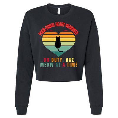 Purrsonal HeartWarmer On Duty, One Meow At A Time Cropped Pullover Crew