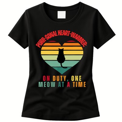 Purrsonal HeartWarmer On Duty, One Meow At A Time Womens T-Shirt