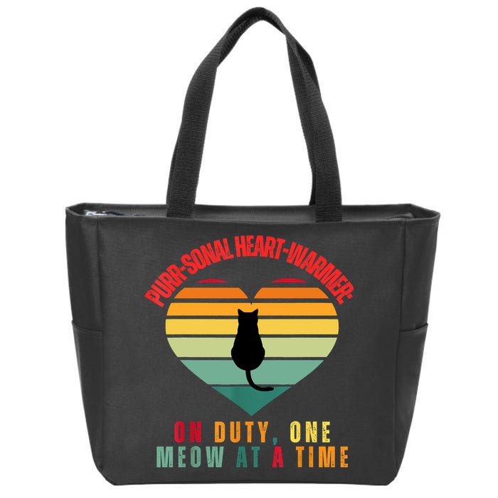 Purrsonal HeartWarmer On Duty, One Meow At A Time Zip Tote Bag