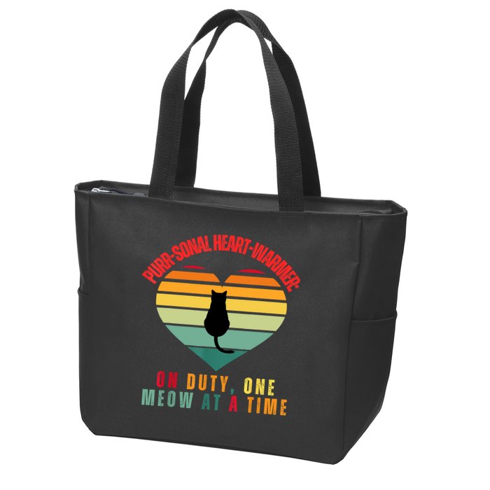 Purrsonal HeartWarmer On Duty, One Meow At A Time Zip Tote Bag