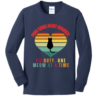 Purrsonal HeartWarmer On Duty, One Meow At A Time Kids Long Sleeve Shirt