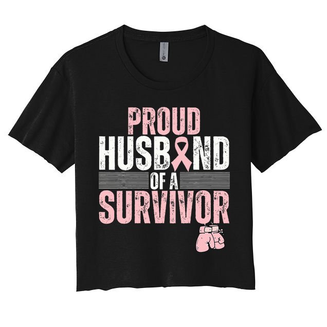 Proud Husband Of Survivor Breast Cancer Survivor Awareness Crop Top