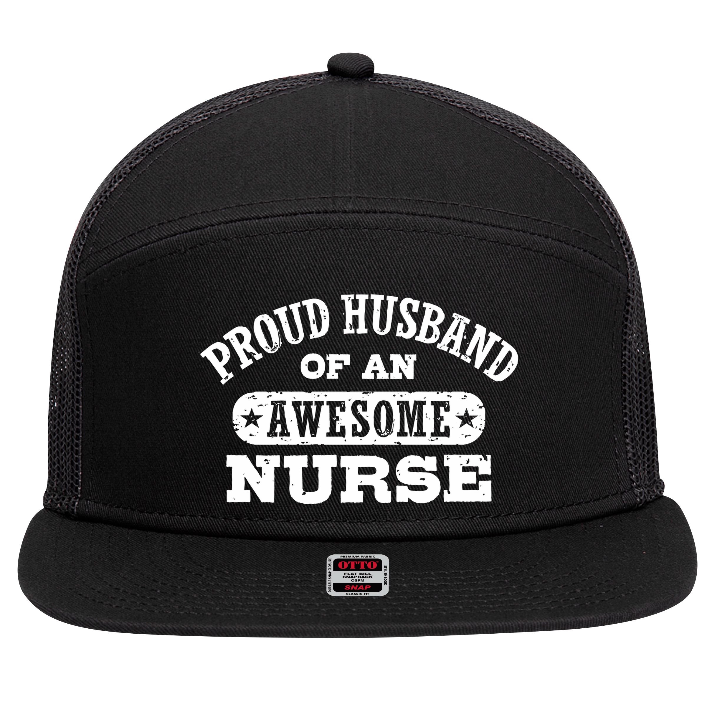 Proud Husband Of An Awesome Nurse 7 Panel Mesh Trucker Snapback Hat