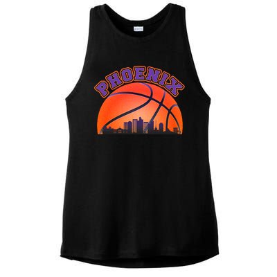 Phoenix Arizona Basketball City Skyline Ladies PosiCharge Tri-Blend Wicking Tank