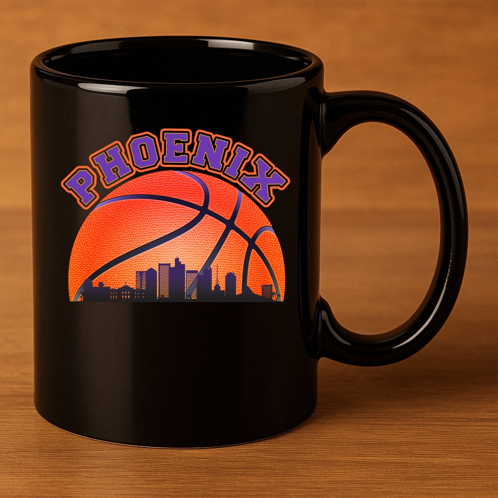 Phoenix Arizona Basketball City Skyline 11oz C Handle Ceramic Mug