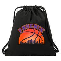 Phoenix Arizona Basketball City Skyline Drawstring Bag