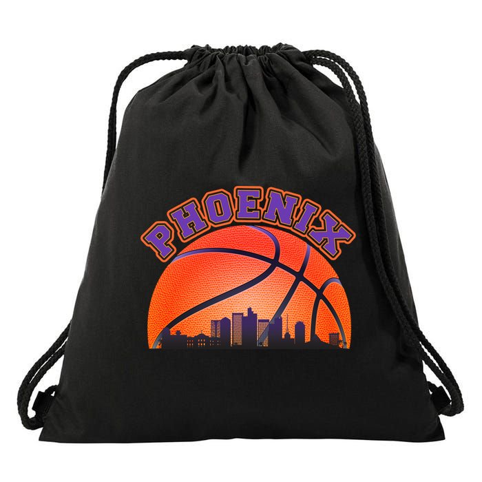 Phoenix Arizona Basketball City Skyline Drawstring Bag