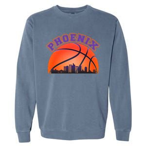 Phoenix Arizona Basketball City Skyline Garment-Dyed Sweatshirt