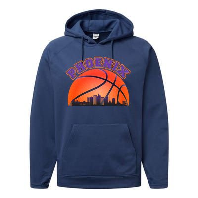 Phoenix Arizona Basketball City Skyline Performance Fleece Hoodie