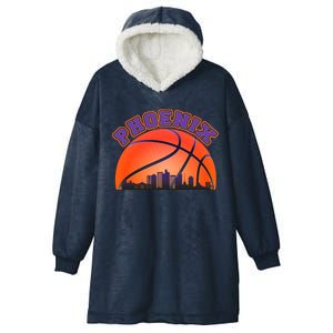 Phoenix Arizona Basketball City Skyline Hooded Wearable Blanket