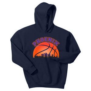 Phoenix Arizona Basketball City Skyline Kids Hoodie