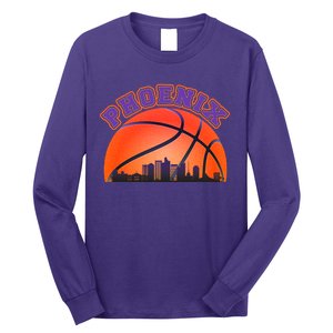 Phoenix Arizona Basketball City Skyline Long Sleeve Shirt