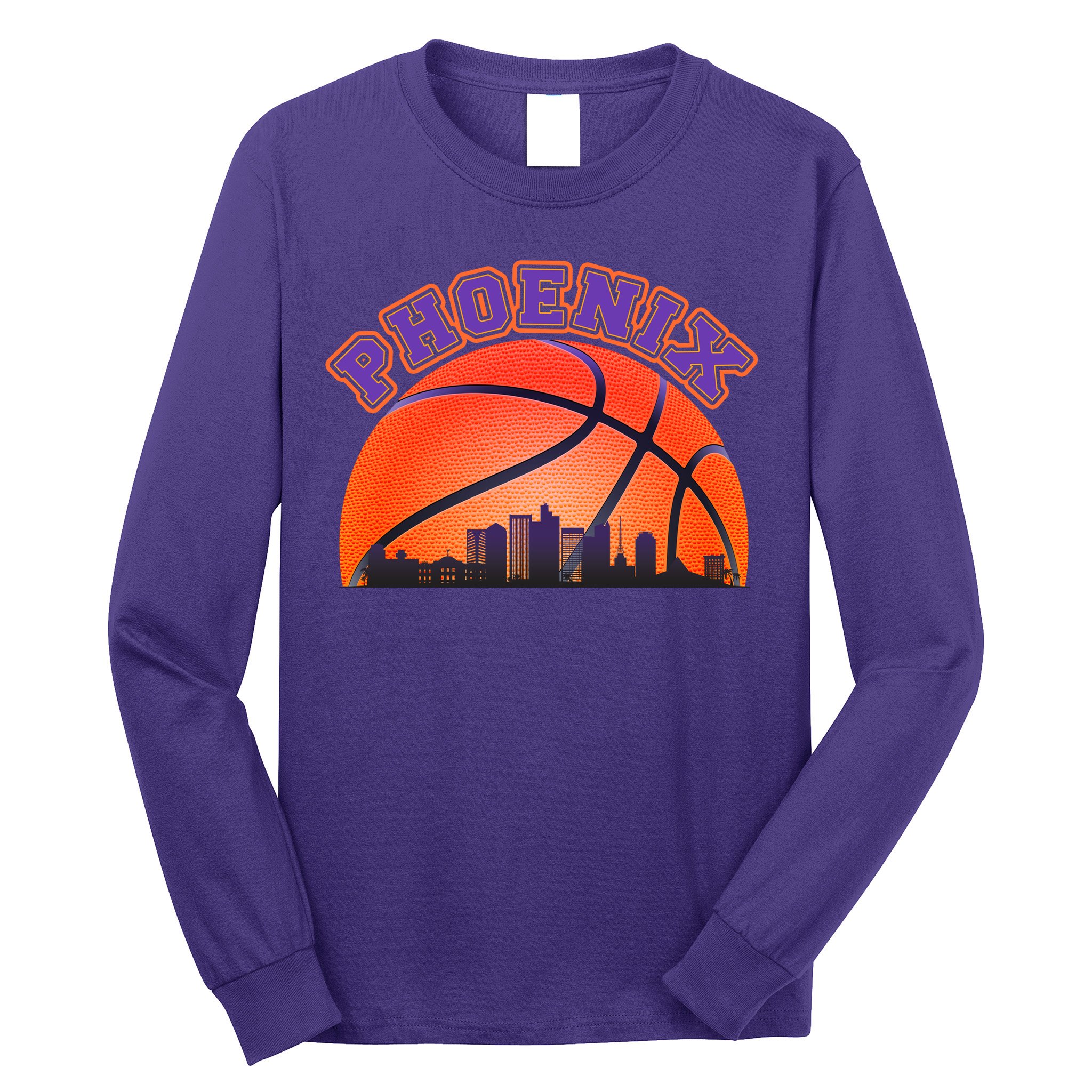 Phoenix Arizona Basketball City Skyline Long Sleeve Shirt