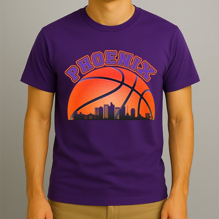 Phoenix Arizona Basketball City Skyline T-Shirt