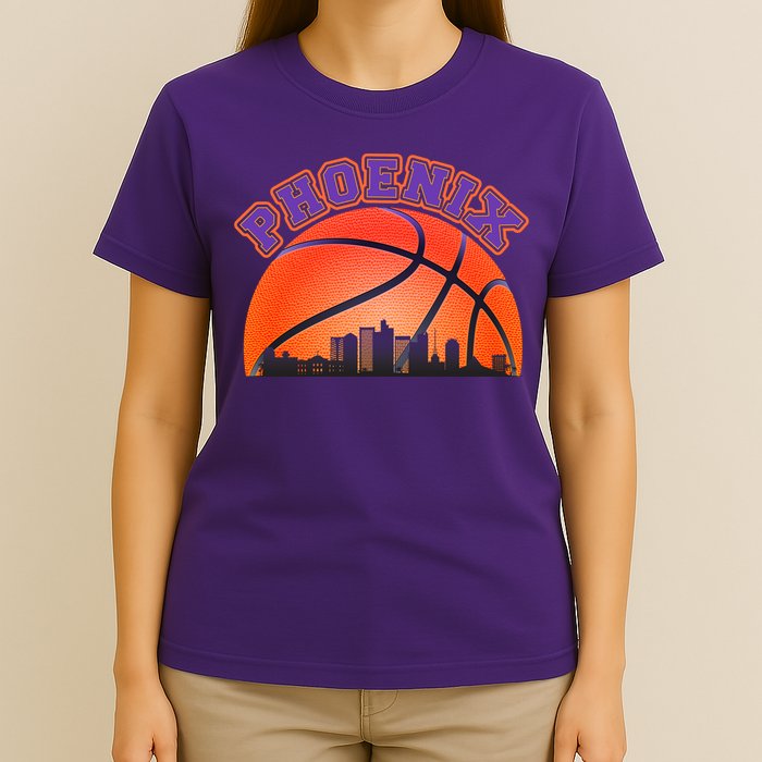 Phoenix Arizona Basketball City Skyline T-Shirt
