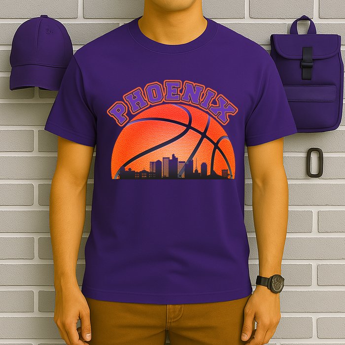 Phoenix Arizona Basketball City Skyline T-Shirt
