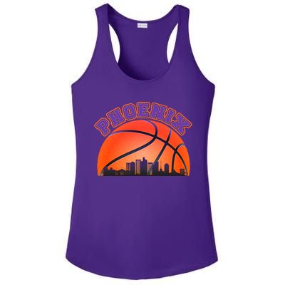 Phoenix Arizona Basketball City Skyline Ladies PosiCharge Competitor Racerback Tank