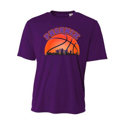 Phoenix Arizona Basketball City Skyline Youth Performance Sprint T-Shirt