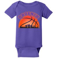Phoenix Arizona Basketball City Skyline Baby Bodysuit