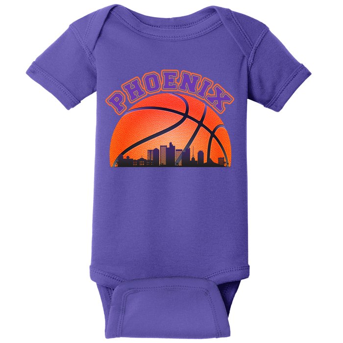Phoenix Arizona Basketball City Skyline Baby Bodysuit
