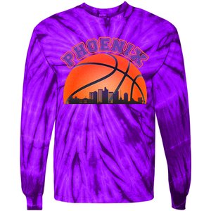 Phoenix Arizona Basketball City Skyline Tie-Dye Long Sleeve Shirt