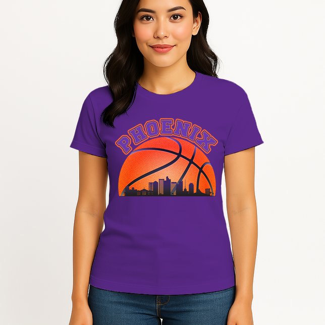 Phoenix Arizona Basketball City Skyline Womens T-Shirt