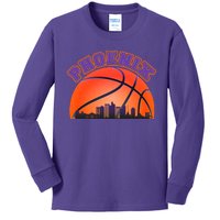 Phoenix Arizona Basketball City Skyline Kids Long Sleeve Shirt