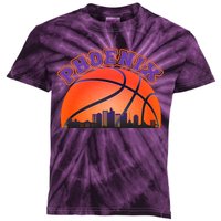 Phoenix Arizona Basketball City Skyline Kids Tie-Dye T-Shirt