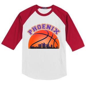 Phoenix Arizona Basketball City Skyline Kids Colorblock Raglan Jersey