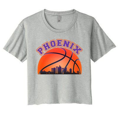 Phoenix Arizona Basketball City Skyline Women's Crop Top Tee