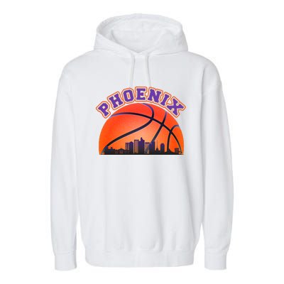 Phoenix Arizona Basketball City Skyline Garment-Dyed Fleece Hoodie