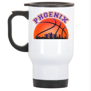 Phoenix Arizona Basketball City Skyline Stainless Steel Travel Mug